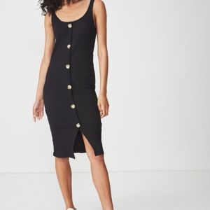Cotton:on Lola Button Front Ribbed Dress Sz Medium
